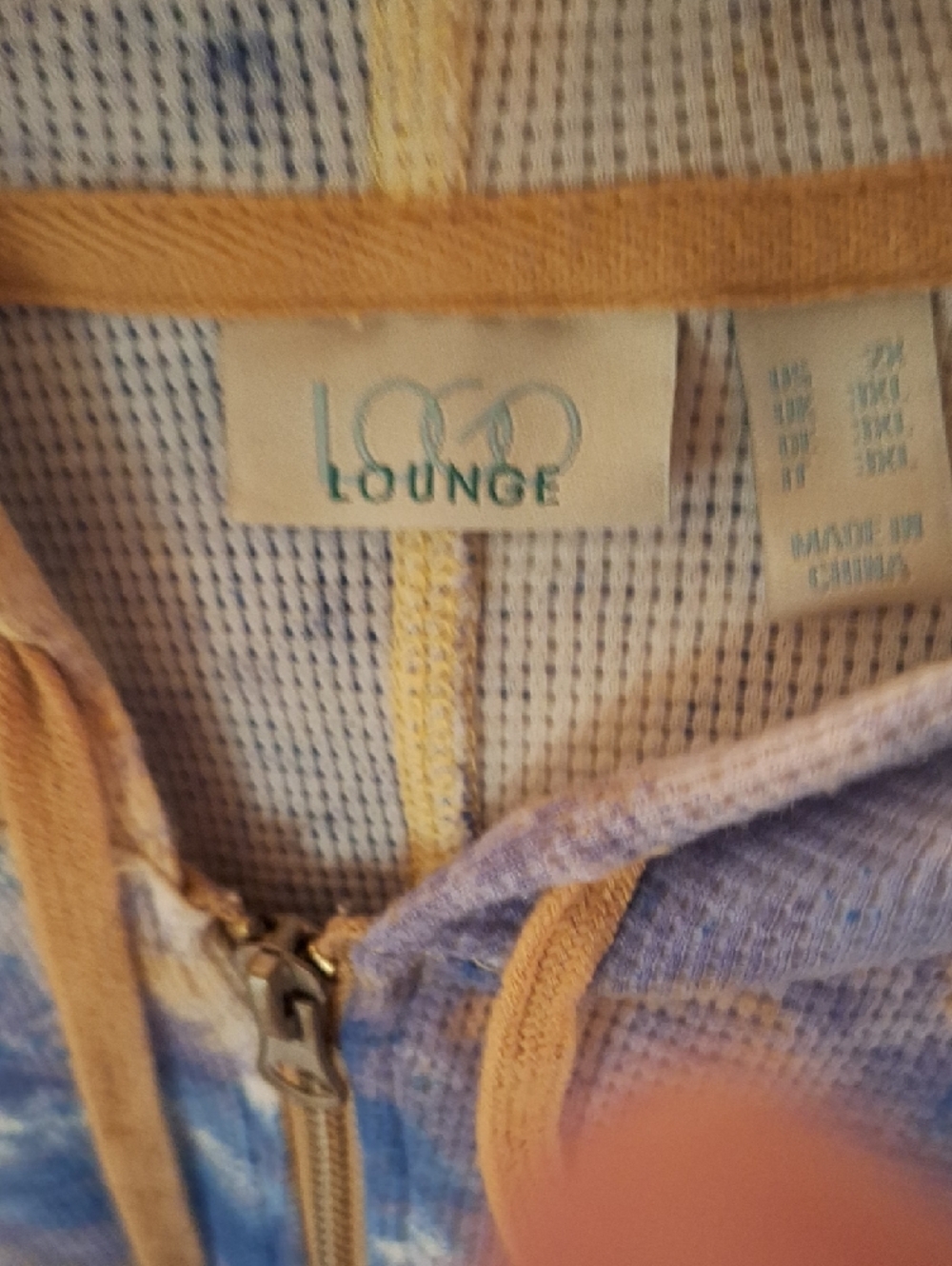 LOGO by Lori Goldstein Tie-Dye Zip Hoodie in Blue, Lavender and Mustard 2X - Picture 2 of 7